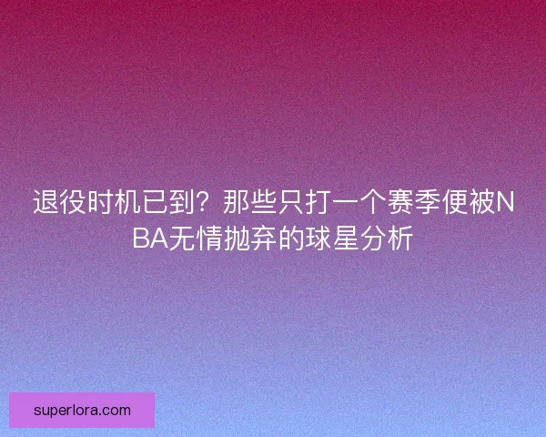 退役时机已到？那些只打一个赛季便被NBA无情抛弃的球星分析